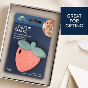 NWT Itzy Ritzy Silicone Strawberry Sweetie Shake Teether & Rattle, 3m+